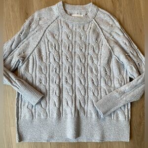 Aerie Heather Gray Cable Knit Sweater